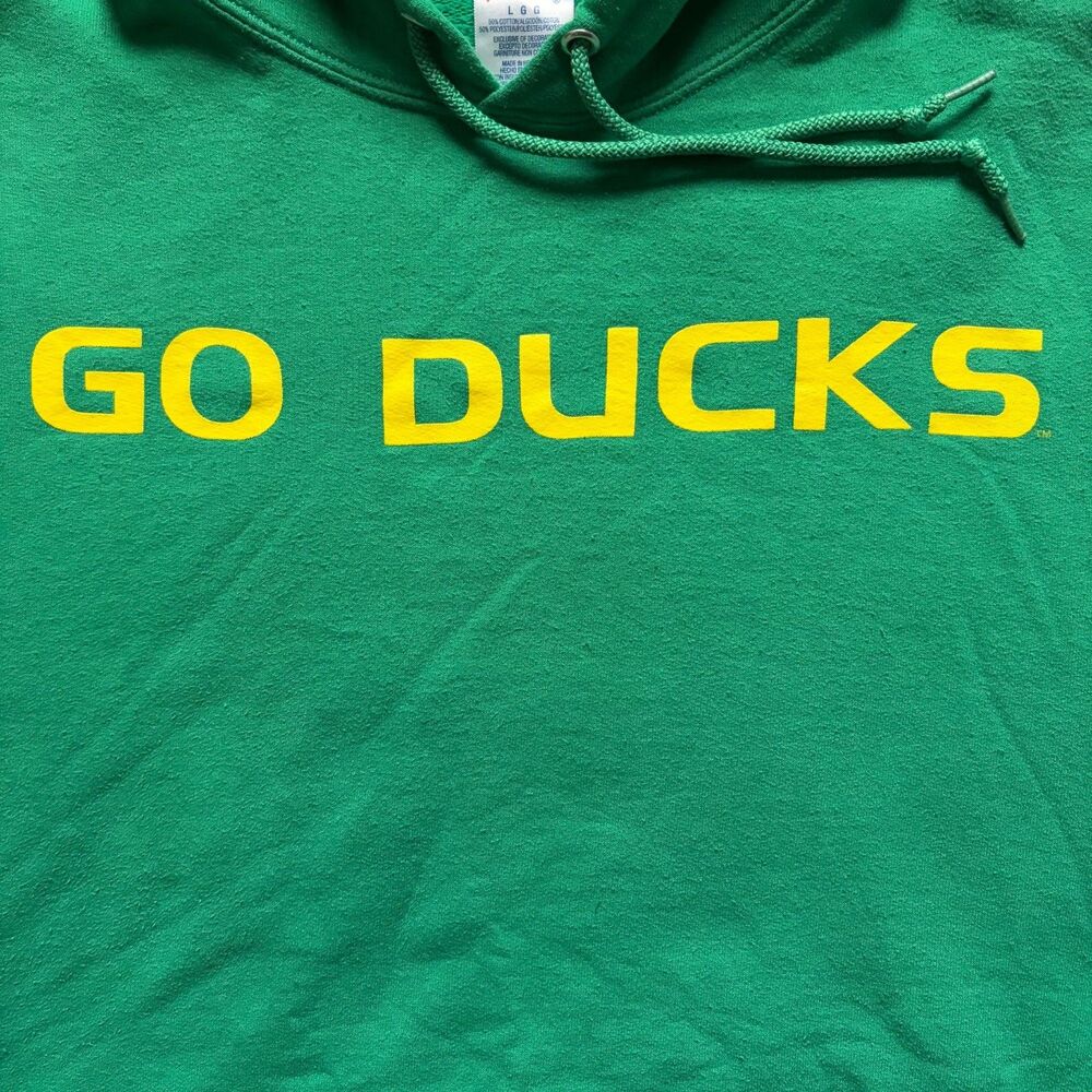 Vintage Oregon Ducks Hoodie Sweatshirt Mens Large Green Jerzees Pullover NCAA - Picture 4 of 5